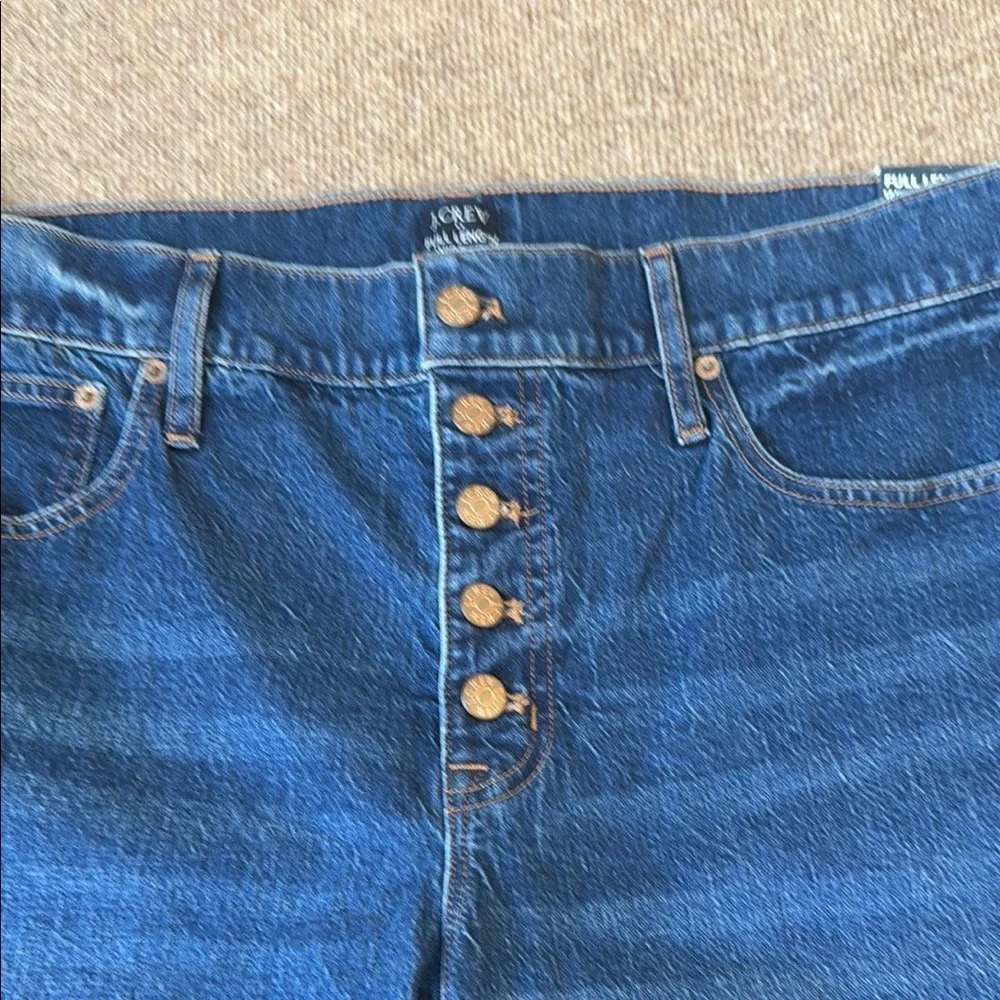 J. Crew Full Length Wide Leg Jeans Button Fly Blue Denim Women Size 33 NWT New